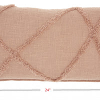 Tea Pink Abstract Shaggy Detail Lumbar Pillow