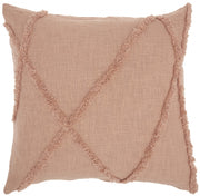 Tea Pink Abstract Shaggy Detail Throw Pillow