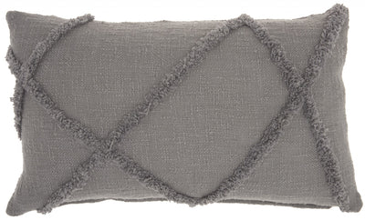 Gray Abstract Shaggy Detail Lumbar Pillow