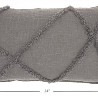 Gray Abstract Shaggy Detail Lumbar Pillow