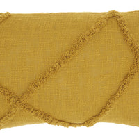 Dark Mustard Abstract Shaggy Detail Lumbar Pillow