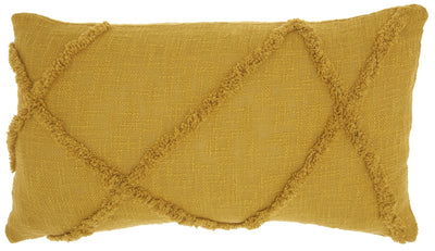 Dark Mustard Abstract Shaggy Detail Lumbar Pillow