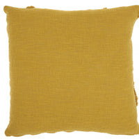 Dark Mustard Abstract Shaggy Detail Throw Pillow