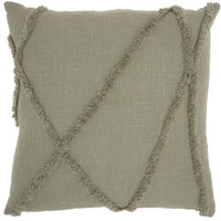 Light Abstract Khaki Green Shaggy Detail Throw Pillow