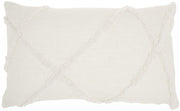White Abstract Shaggy Detail Lumbar Pillow