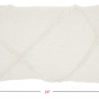 White Abstract Shaggy Detail Lumbar Pillow