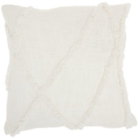 Boho Chic White Textured Lines Throw Pillow