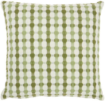 Green and Ivory Gingham Pattern Throw Pillow