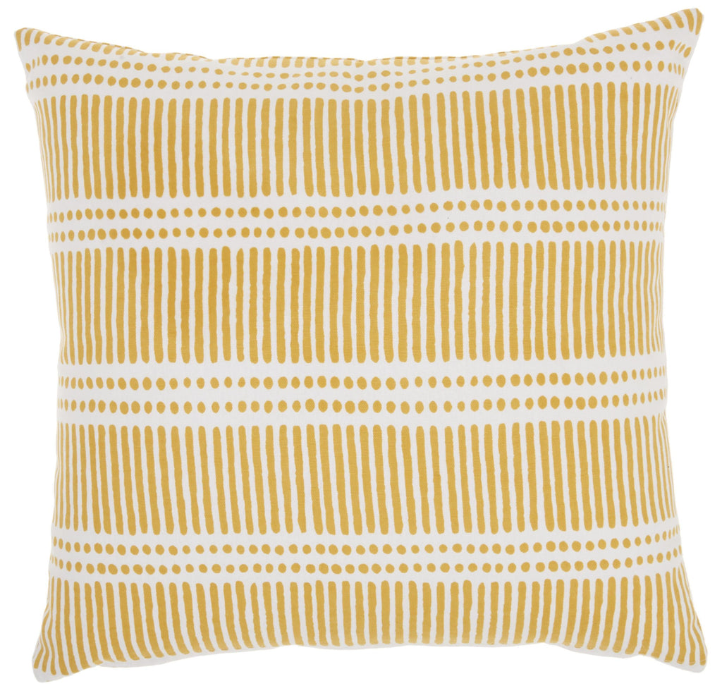 Mod Mustard Yellow Dots and Lines Throw Pillow