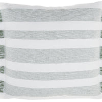 Green and White Soft Stripes Square Throw Pillow