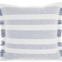 Navy Blue and White Soft Stripes Square Throw Pillow