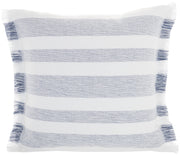 Navy Blue and White Soft Stripes Square Throw Pillow