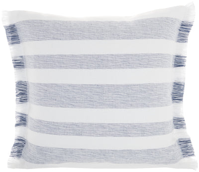 Navy Blue and White Soft Stripes Square Throw Pillow