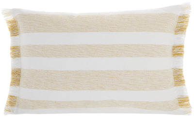 Yellow and white Stripes Lumbar Throw Pillow