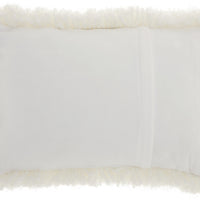 White Knubby Plush Lumbar Throw Pillow