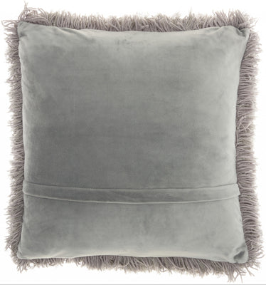 Plush Charcoal Shag Accent Throw Pillow