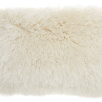 Cream Super Shaggy Throw Pillow