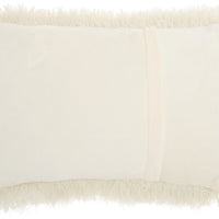 Cream Super Shaggy Throw Pillow