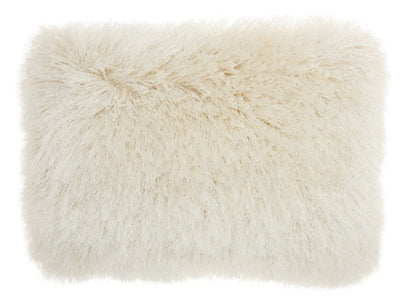 Cream Super Shaggy Throw Pillow