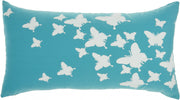 Bright Blue Butterfly Print Lumbar Pillow
