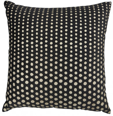 Black and Gold Polka Dot Throw Pillow