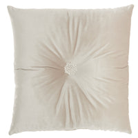 Off White Center Beaded Tuft Throw Pillow