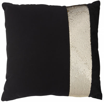 Black Throw Pillow with Sequin Stripe