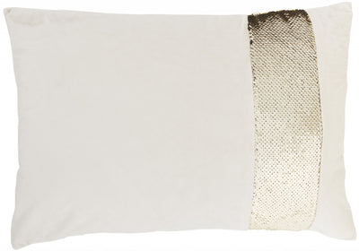 White Lumbar Pillow with Sequin Stripe