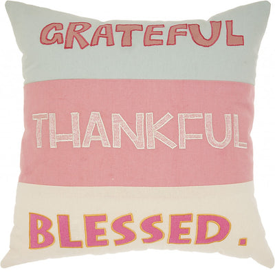 Grateful Thankful Blessed Throw Pillow