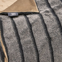 Premier Luxury Gray Stripe Faux Fur Throw Blanket