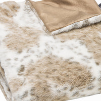 Premier Luxury Spotted White and Brown Faux Fur Throw Blanket