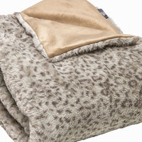 Premier Luxury Spotted Taupe and Brown Faux Fur Throw Blanket