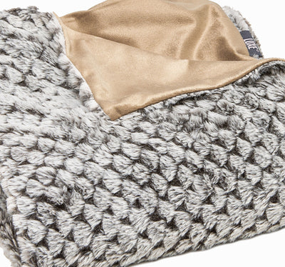 Premier Luxury Cocoa and White Faux Fur Throw Blanket