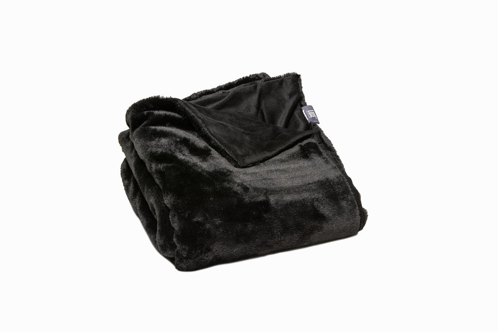 Premier Luxury Black Super Soft Faux Fur Throw Blanket