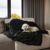 Premier Luxury Black Super Soft Faux Fur Throw Blanket