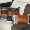 Black and White Pearl Geo with Faux Leather Pillow Cover