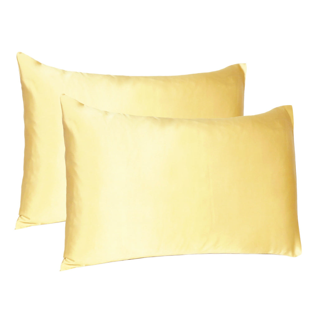 Gold Dreamy Set of 2 Silky Satin King Pillowcases