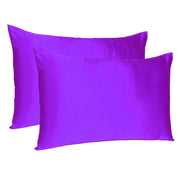 Bright Purple Dreamy Set of 2 Silky Satin King Pillowcases