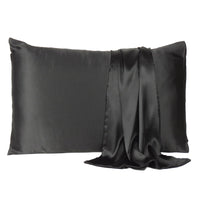 Black Dreamy Set of 2 Silky Satin Standard Pillowcases