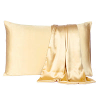 Pale Yellow Dreamy Set of 2 Silky Satin Standard Pillowcases
