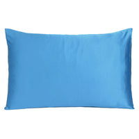 Bright Blue Dreamy Set of 2 Silky Satin Standard Pillowcases