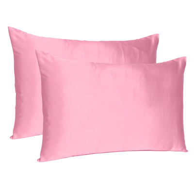 Pink Rose Dreamy Set of 2 Silky Satin Standard Pillowcases