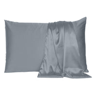 Dark Gray Dreamy Set of 2 Silky Satin Standard Pillowcases