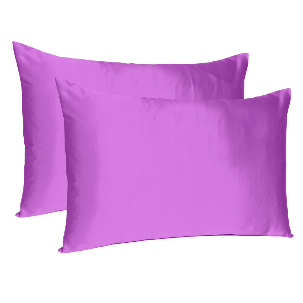 Purple Dreamy Set of 2 Silky Satin Standard Pillowcases