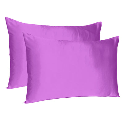 Purple Dreamy Set of 2 Silky Satin Standard Pillowcases