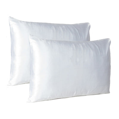 White Dreamy Set of 2 Silky Satin Standard Pillowcases