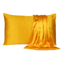 Goldenrod Dreamy Set of 2 Silky Satin Queen Pillowcases