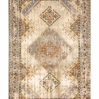 4’ x 6’ Gray and Beige Aztec Pattern Area Rug