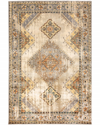 4’ x 6’ Gray and Beige Aztec Pattern Area Rug