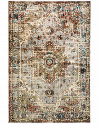 4’ x 6’ Gray and Rust Distressed MedallionArea Rug